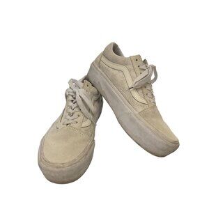 Vans Old Skool unisex size  Womens 7.5 Mens 6 Beige Suede Canvas Sneakers shoes